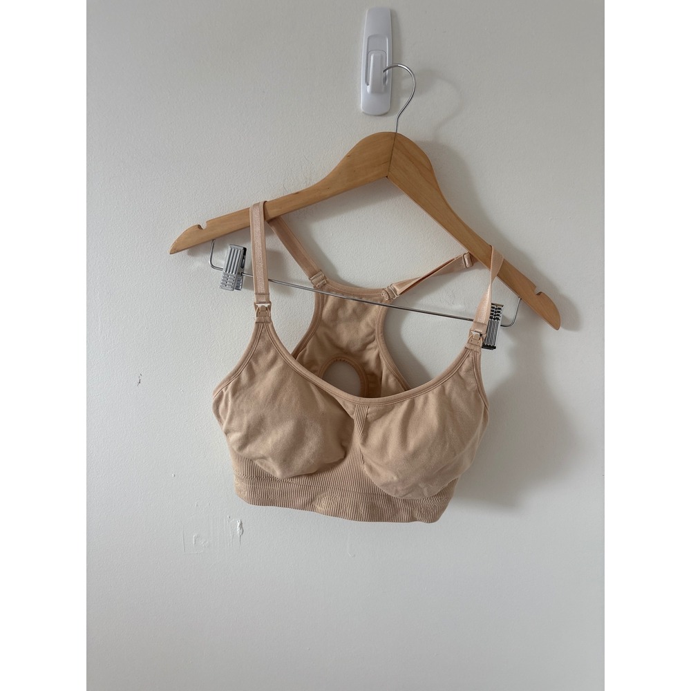 Cake Maternity Seamless Nursing Bra Beige Nude Racerback Size M Wireless